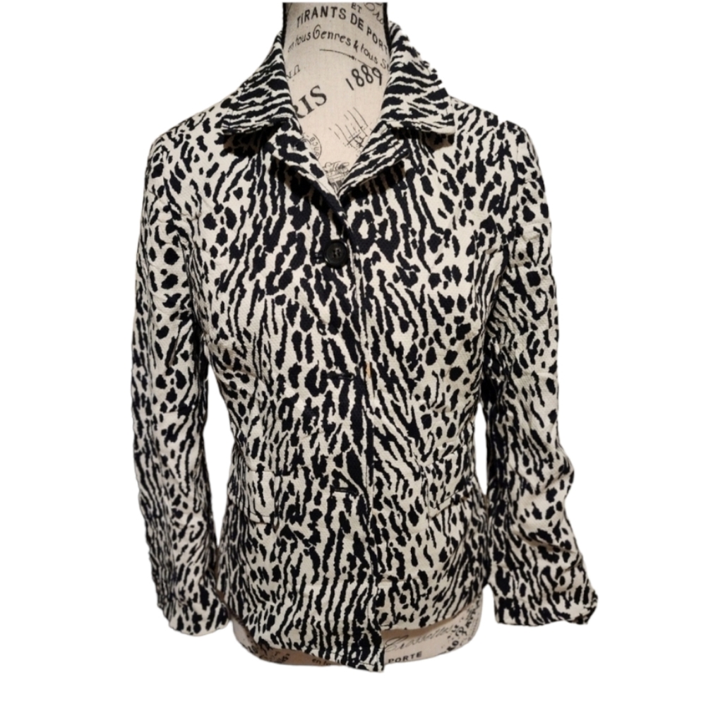 Talbots Zebra Animal Print Blazer Size 8P - Picture 1 of 4